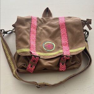 American Girl Doll brand Brown Canvas Bag with Pink Accents